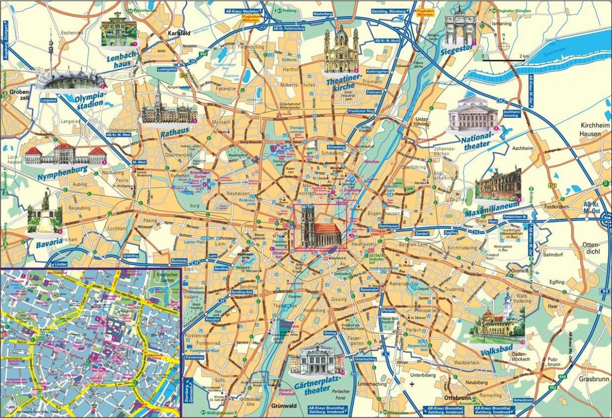 mapa da cidade de múnic, alemaña