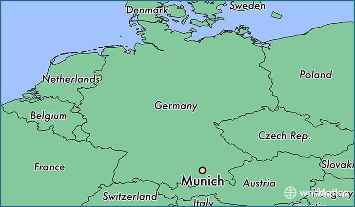múnic, alemaña en un mapa