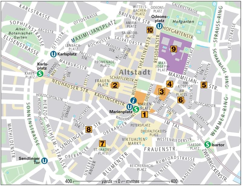 Mapa de múnic, cidade vella
