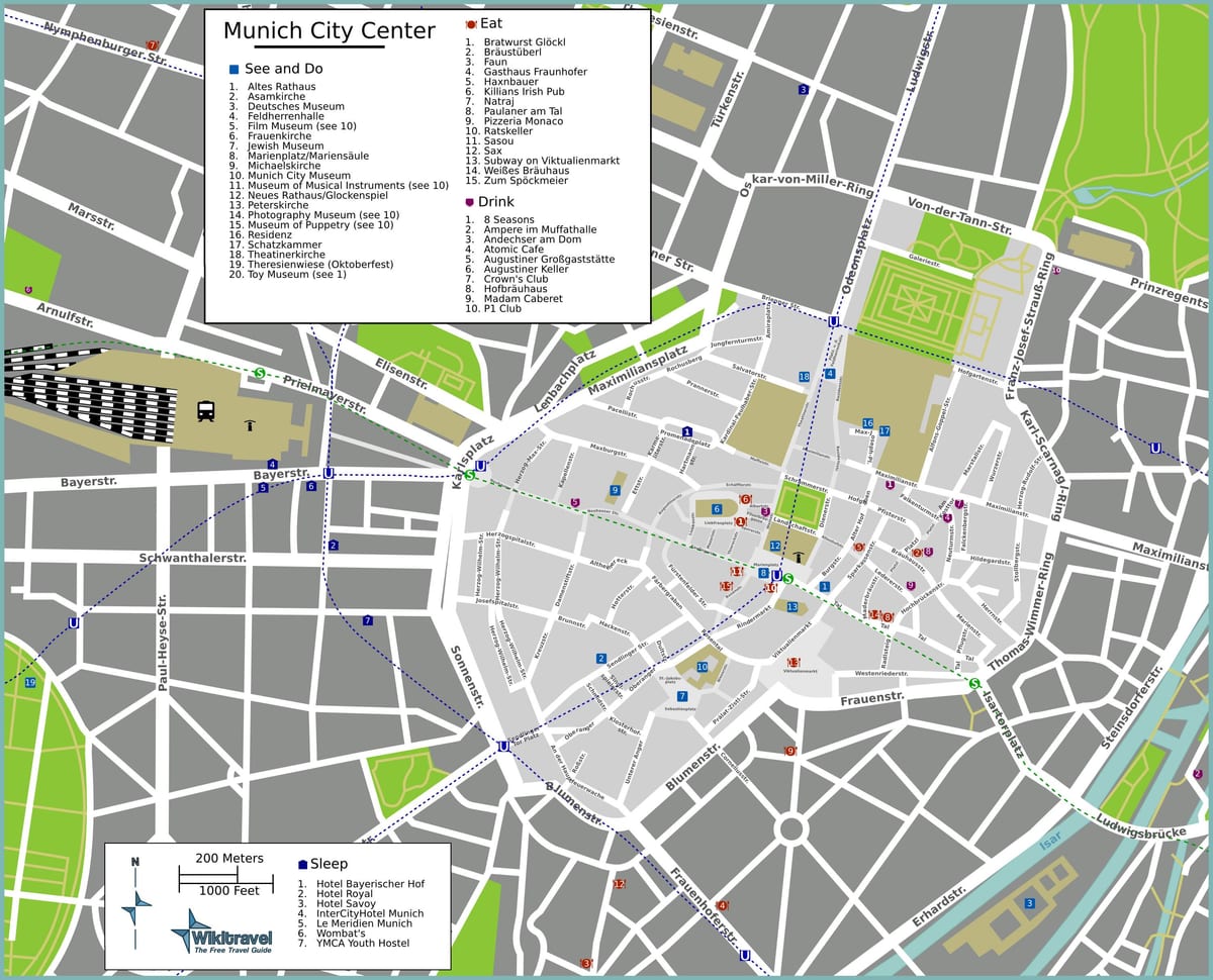 mapa turístico de múnic atraccións