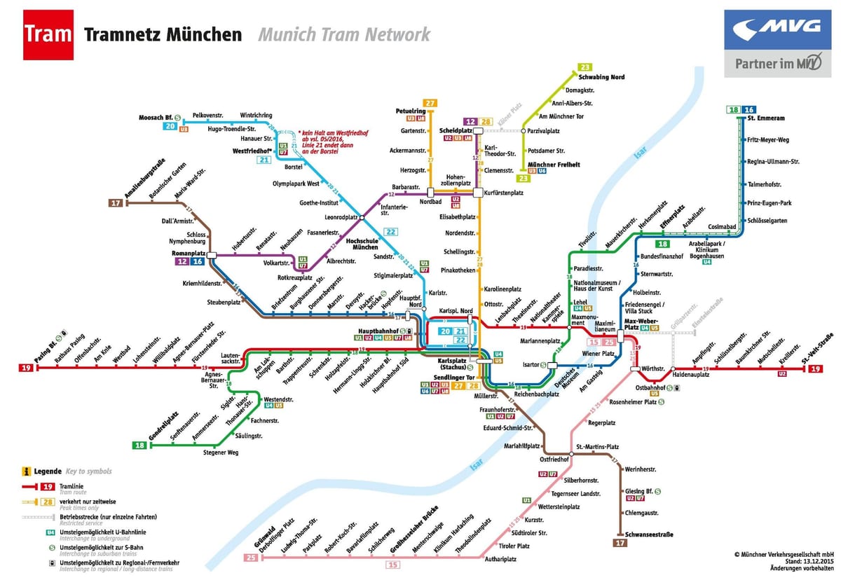 Mapa de múnic tranvía
