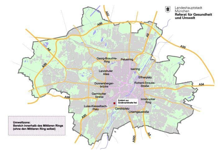 Mapa de múnic, zona verde