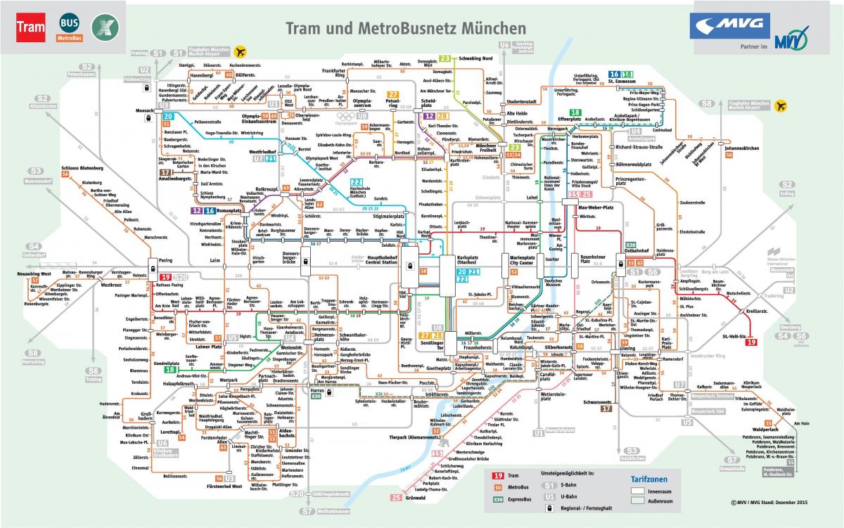 Mapa de munich, autobús