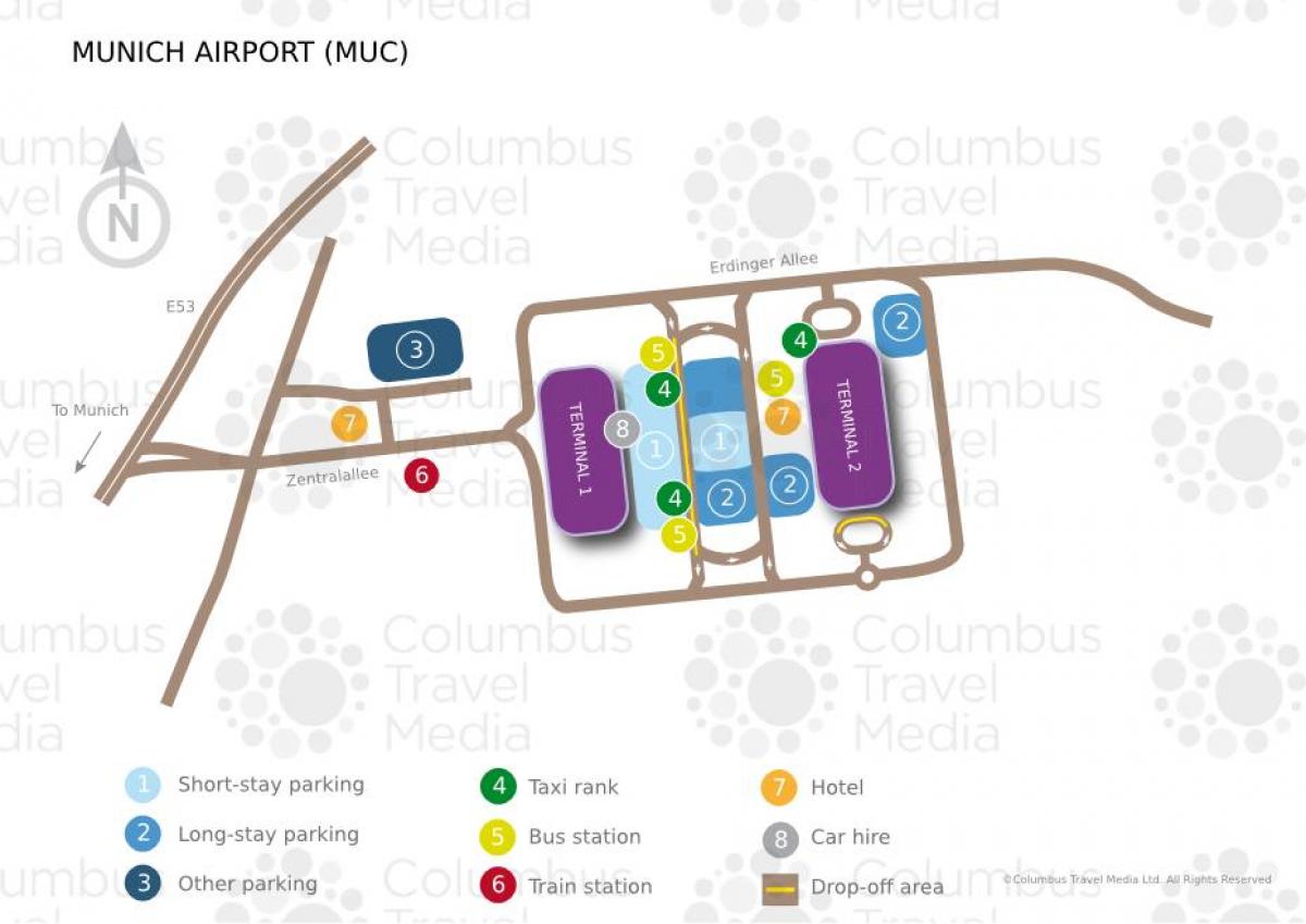 Mapa de múnic aeroporto, estación de tren