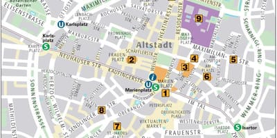 Mapa de múnic, cidade vella