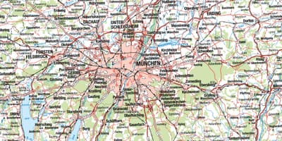 Mapa de múnic e cidades veciñas
