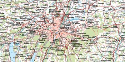 Mapa de múnic e cidades veciñas